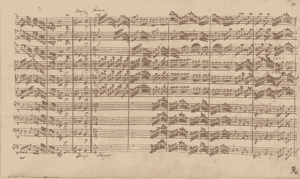 Concierto Brandemburgués Nº 3 (fragmento). Manuscrito de Bach